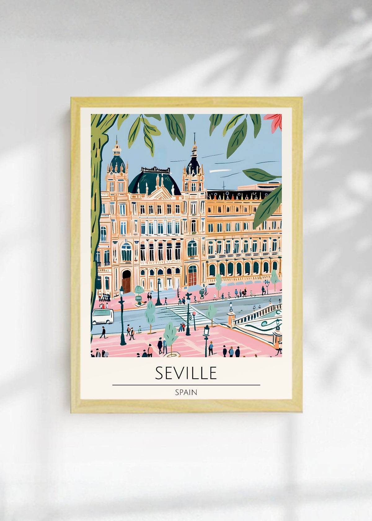 Cuadro Decorativo Travel, Sevilla, España, Ilustración Plaza