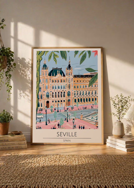 Cuadro Decorativo Travel, Sevilla, España, Ilustración Plaza