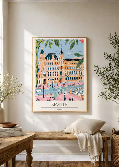 Cuadro Decorativo Travel, Sevilla, España, Ilustración Plaza