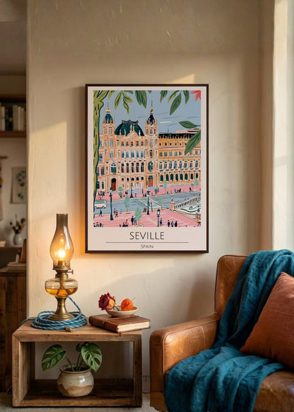Cuadro Decorativo Travel, Sevilla, España, Ilustración Plaza