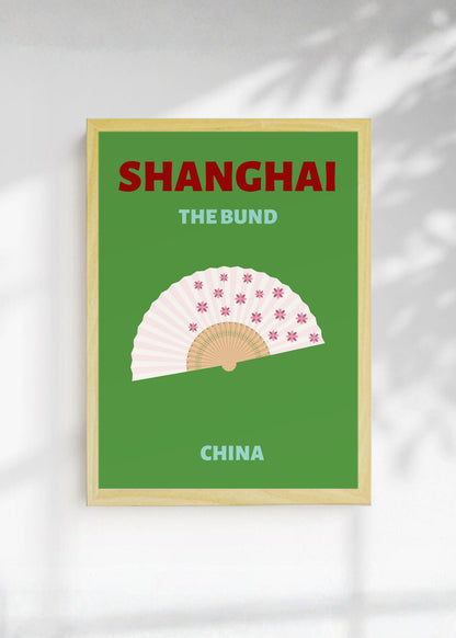 Cuadro Decorativo Travel, Shanghai, China, Abanico Verde