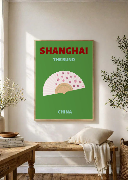 Cuadro Decorativo Travel, Shanghai, China, Abanico Verde