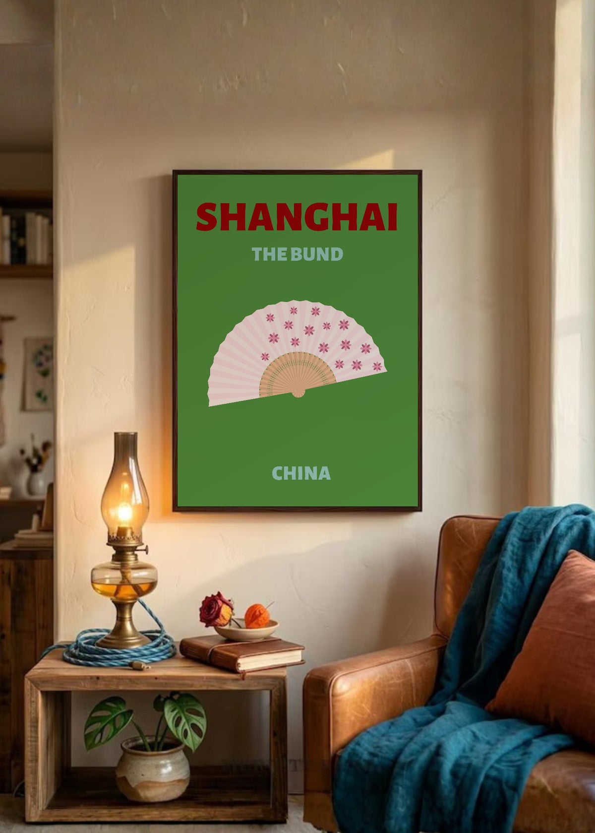 Cuadro Decorativo Travel, Shanghai, China, Abanico Verde