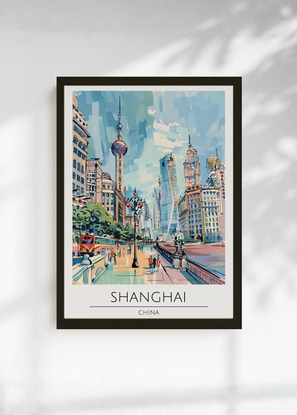 Cuadro Decorativo Travel, Shanghai, China, Ilustración Ciudad