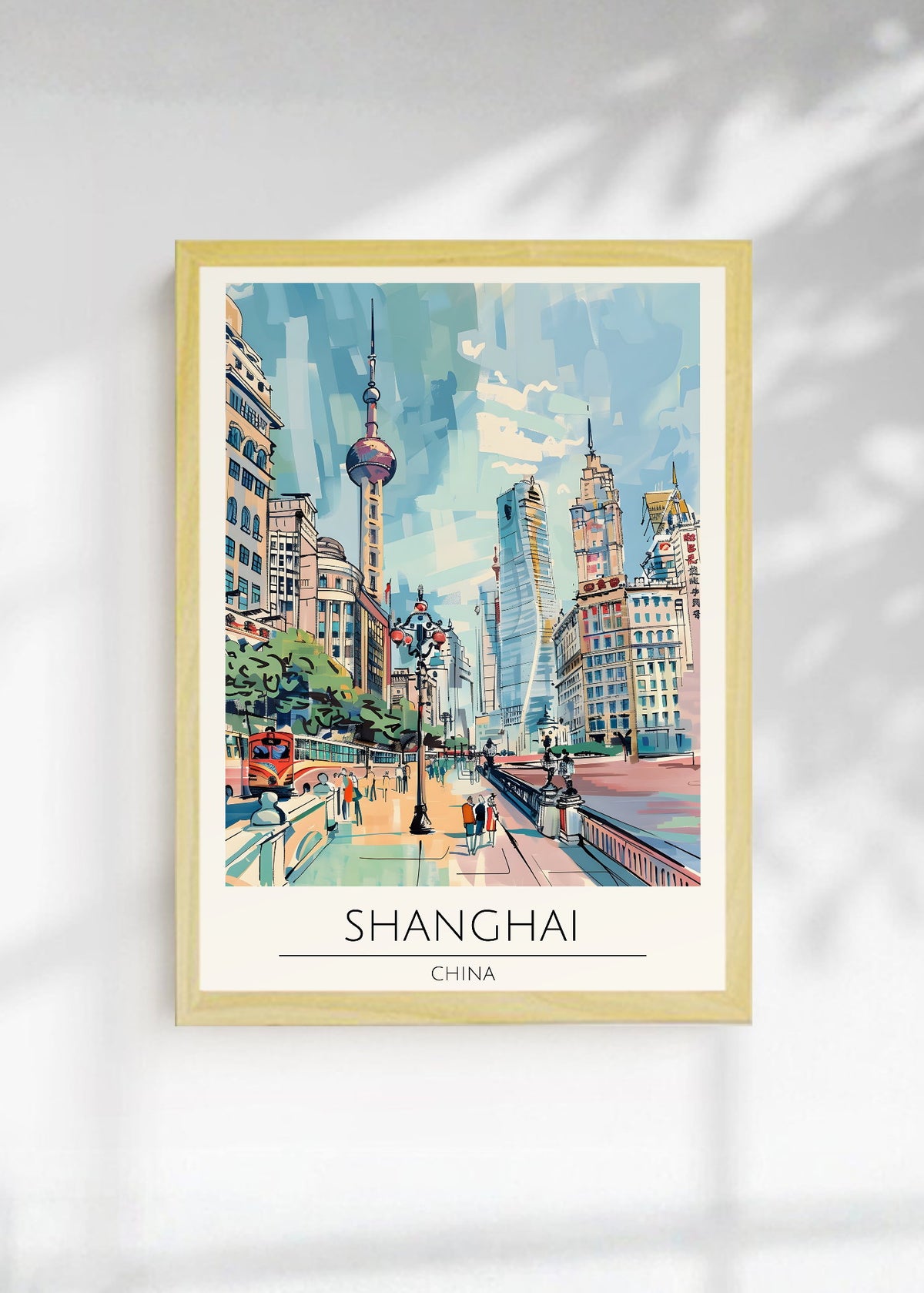 Cuadro Decorativo Travel, Shanghai, China, Ilustración Ciudad