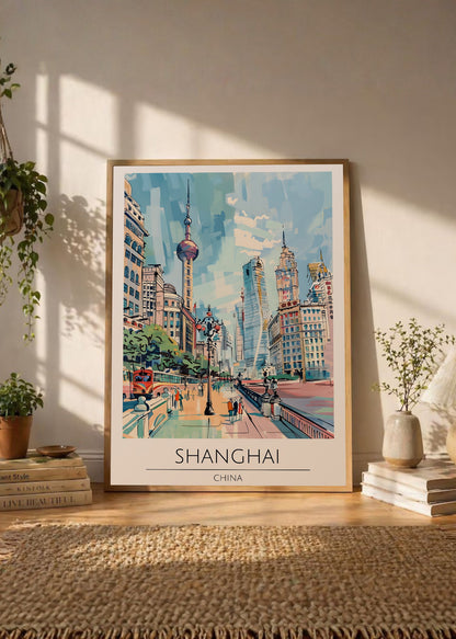 Cuadro Decorativo Travel, Shanghai, China, Ilustración Ciudad