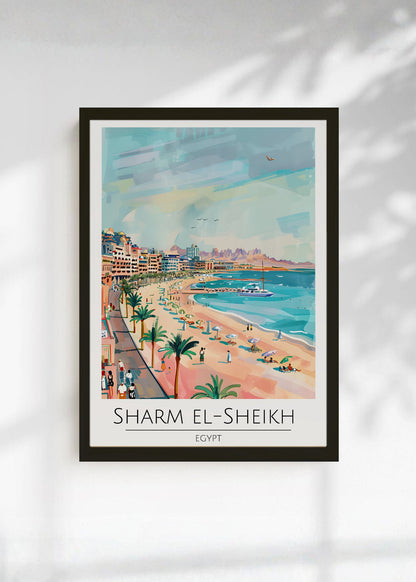 Cuadro Decorativo Travel, Sharm El Sheikh, Egipto, Ilustración Playa