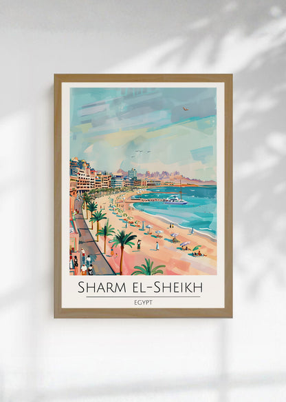 Cuadro Decorativo Travel, Sharm El Sheikh, Egipto, Ilustración Playa