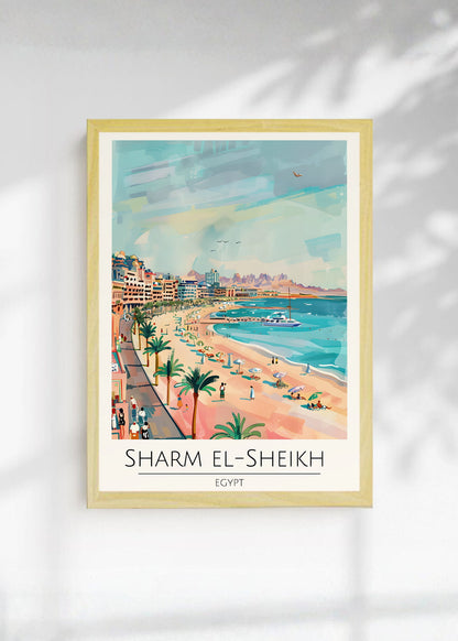 Cuadro Decorativo Travel, Sharm El Sheikh, Egipto, Ilustración Playa
