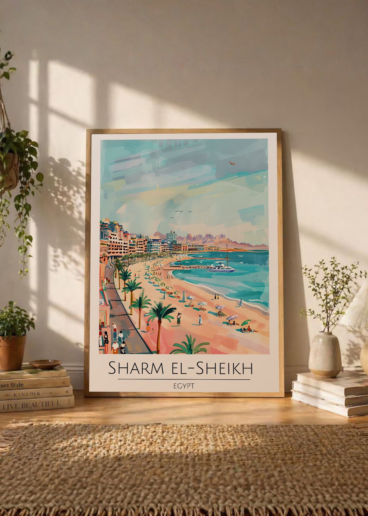 Cuadro Decorativo Travel, Sharm El Sheikh, Egipto, Ilustración Playa
