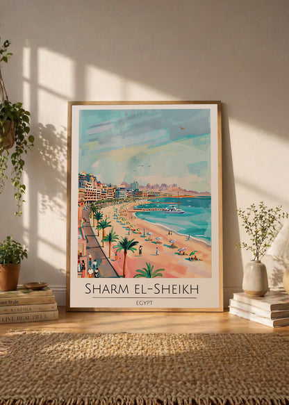 Cuadro Decorativo Travel, Sharm El Sheikh, Egipto, Ilustración Playa