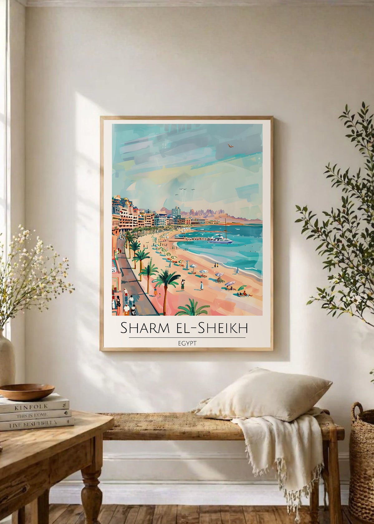 Cuadro Decorativo Travel, Sharm El Sheikh, Egipto, Ilustración Playa