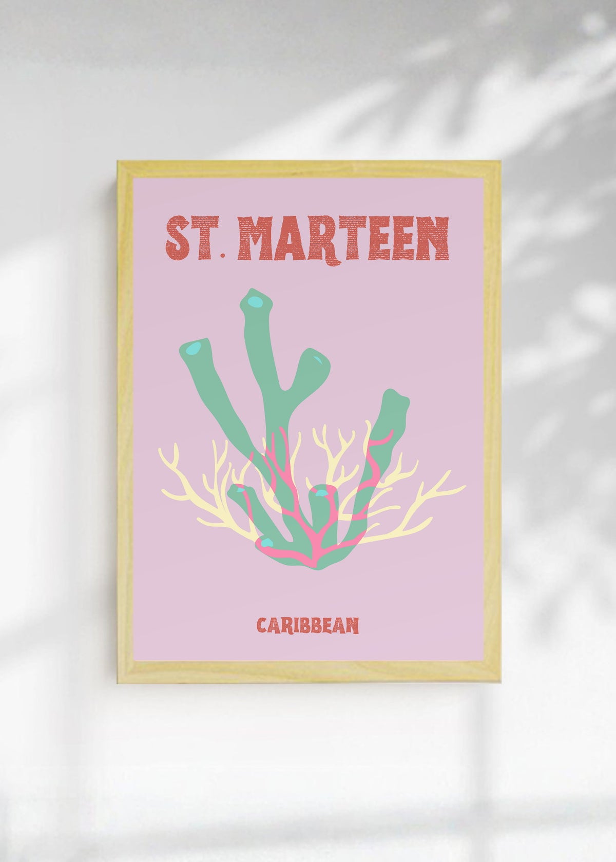 Cuadro Decorativo Travel, St. Maarten, Caribe, Coral Menta