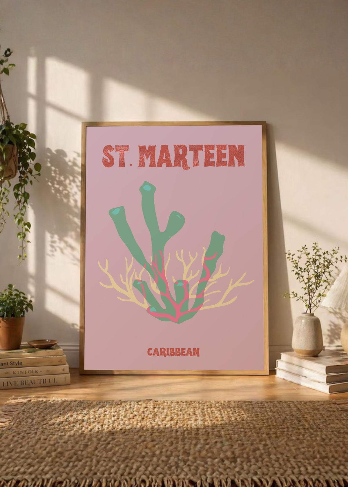 Cuadro Decorativo Travel, St. Maarten, Caribe, Coral Menta