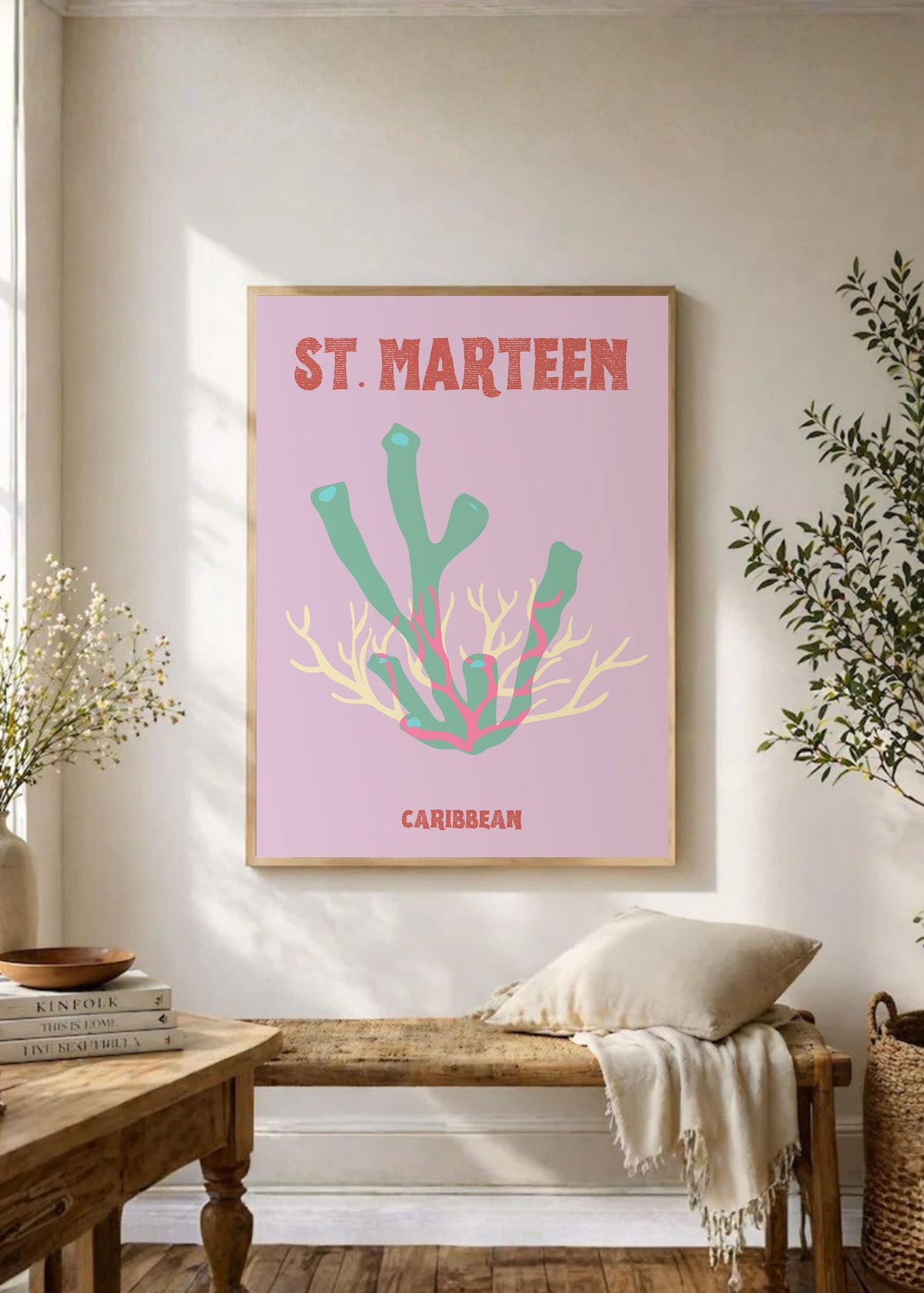 Cuadro Decorativo Travel, St. Maarten, Caribe, Coral Menta