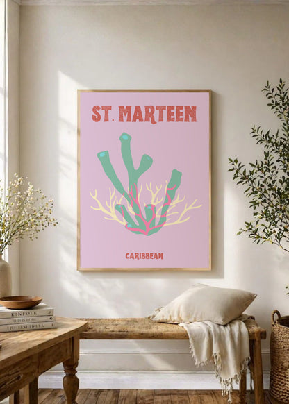 Cuadro Decorativo Travel, St. Maarten, Caribe, Coral Menta