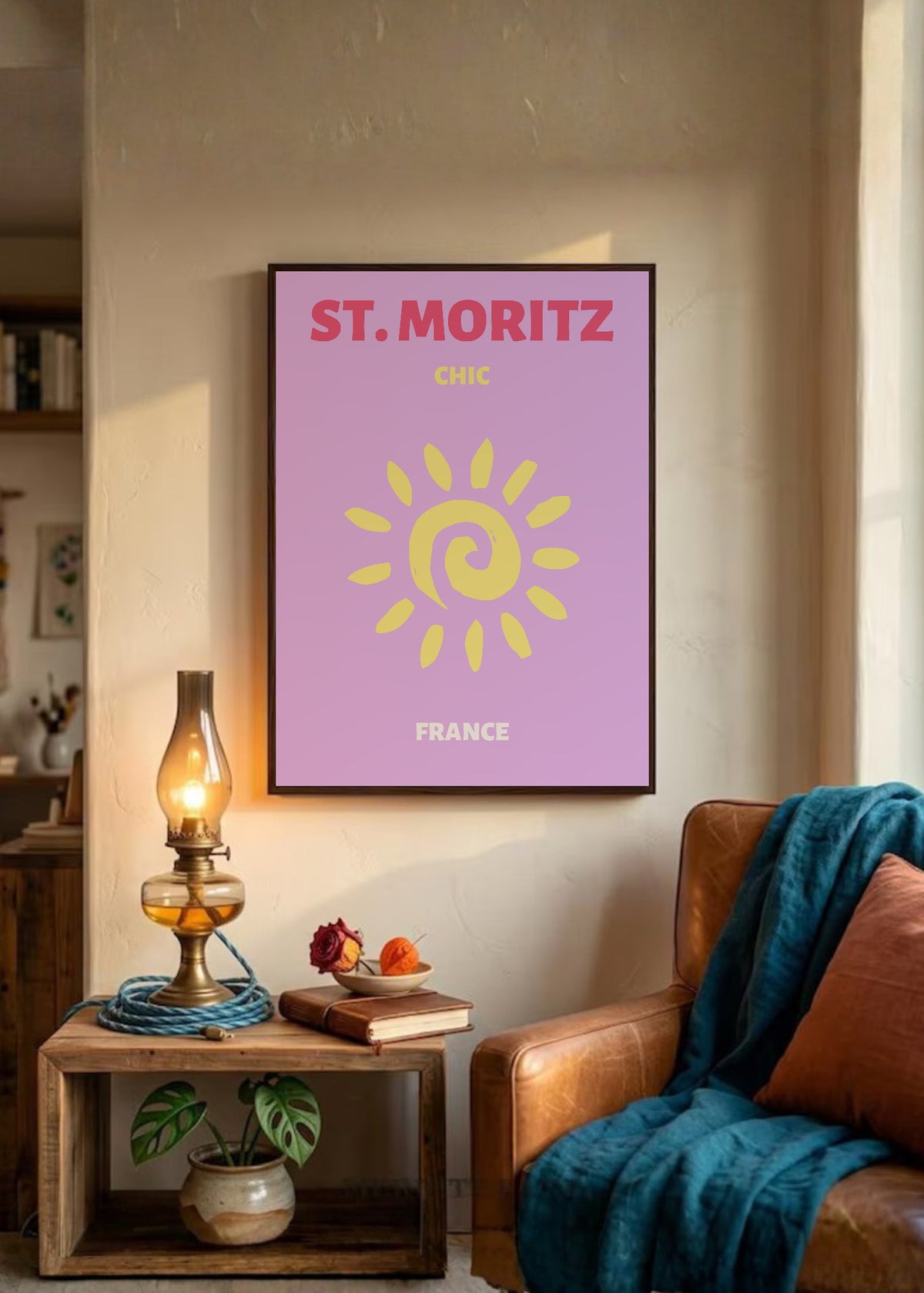 Cuadro Decorativo Travel, St. Moritz, Sol Lila