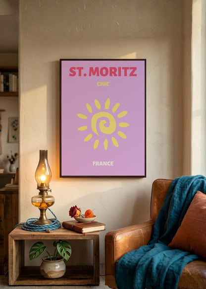 Cuadro Decorativo Travel, St. Moritz, Sol Lila