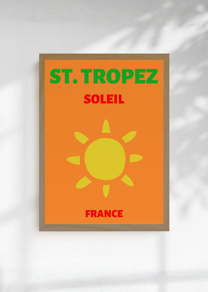 Cuadro Decorativo Travel, St. Tropez, Francia, Sol Naranja II