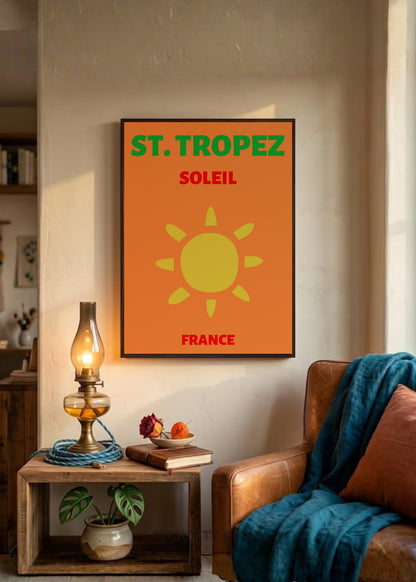 Cuadro Decorativo Travel, St. Tropez, Francia, Sol Naranja II