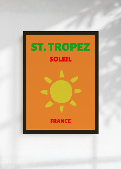 Cuadro Decorativo Travel, St. Tropez, Francia, Sol Naranja