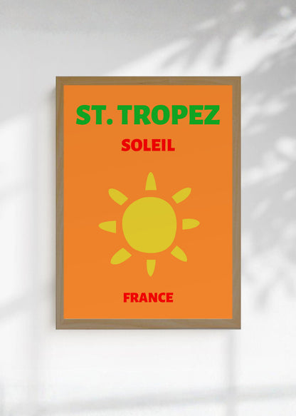Cuadro Decorativo Travel, St. Tropez, Francia, Sol Naranja