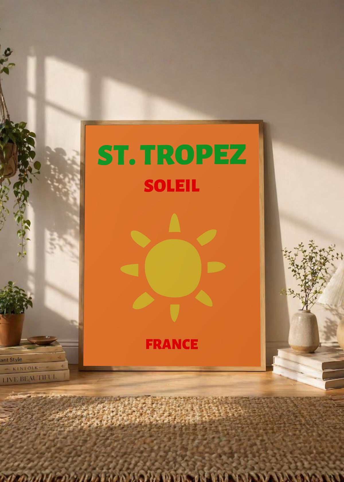 Cuadro Decorativo Travel, St. Tropez, Francia, Sol Naranja
