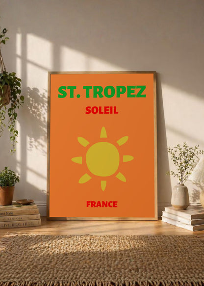 Cuadro Decorativo Travel, St. Tropez, Francia, Sol Naranja