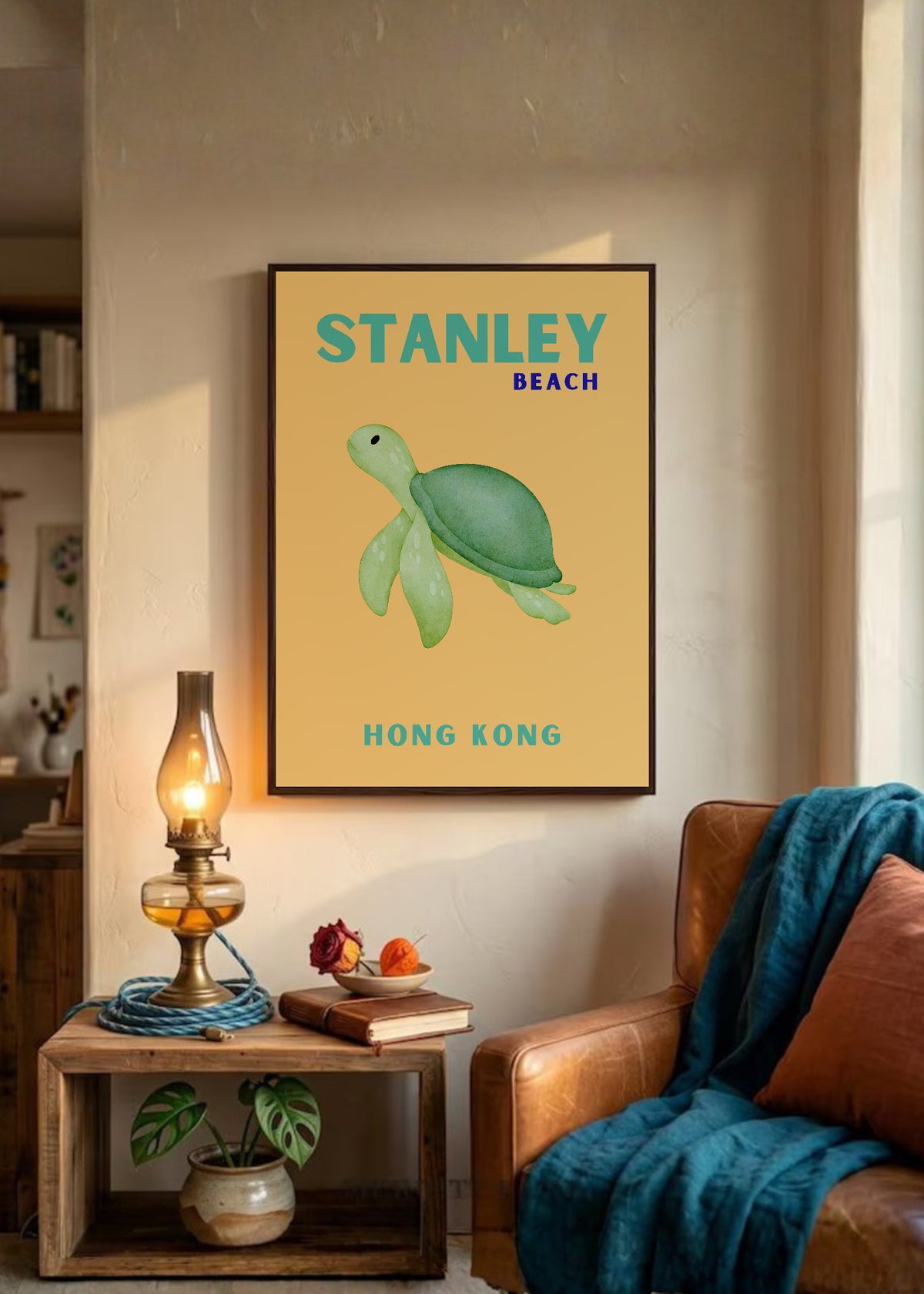 Cuadro Decorativo Travel, Stanley Hong Kong, Tortuga Naranja