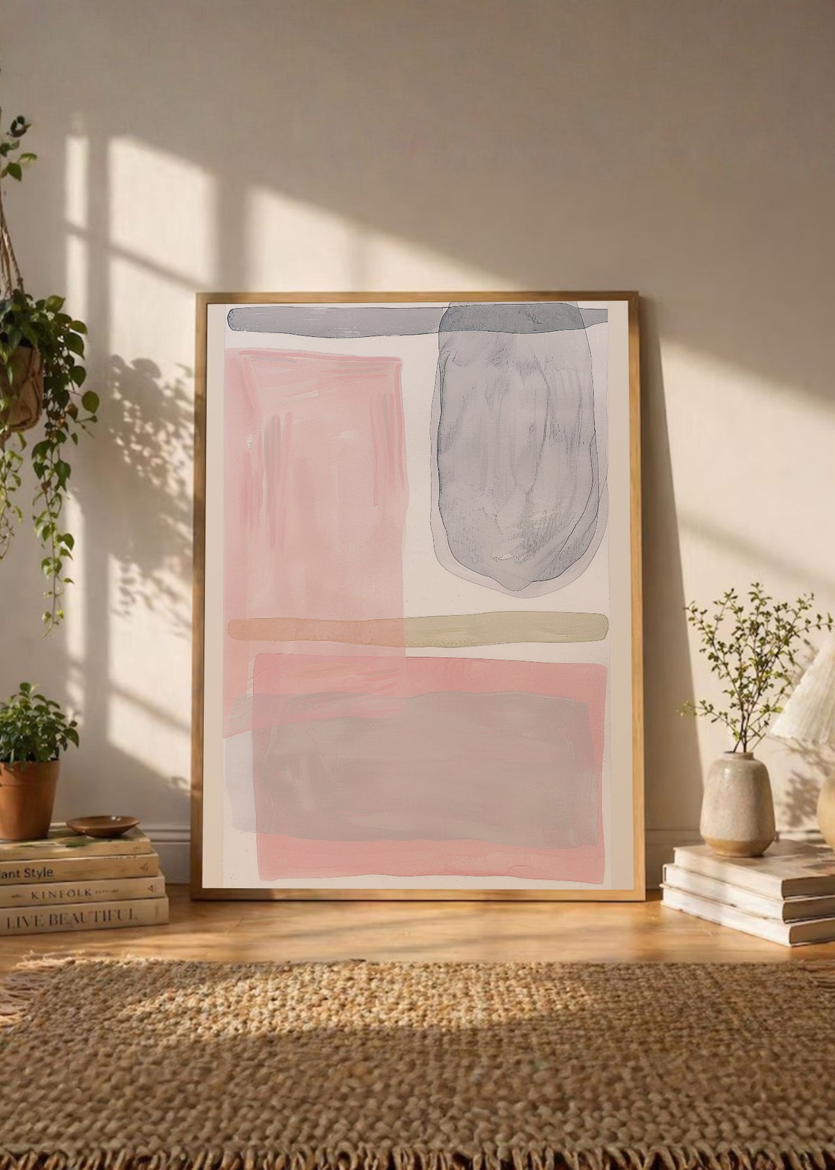 Cuadro Decorativo Trendy, Acuarela Rosa Gris Suave