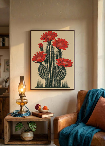 Cuadro Decorativo Trendy, Aloe Maceta Roja Crema