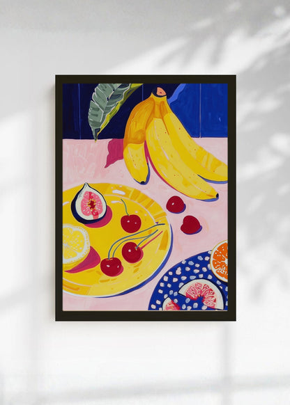 Cuadro Decorativo Trendy, Bananas Frutas Azul Amarillo