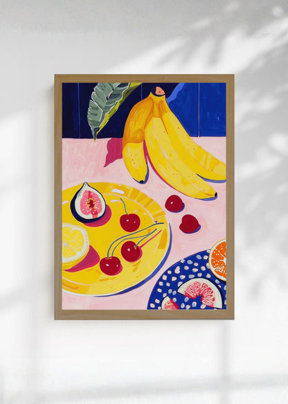 Cuadro Decorativo Trendy, Bananas Frutas Azul Amarillo