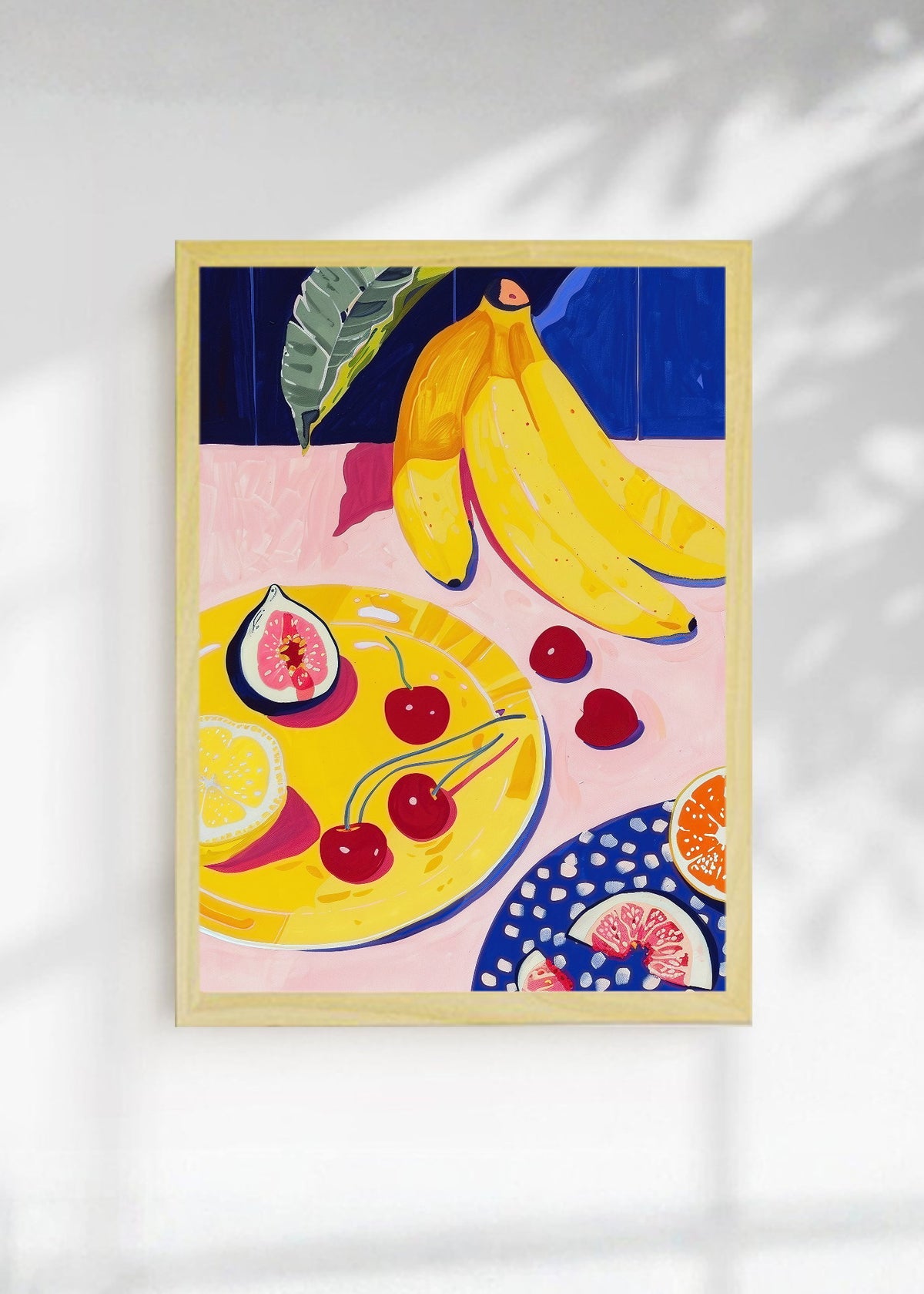 Cuadro Decorativo Trendy, Bananas Frutas Azul Amarillo