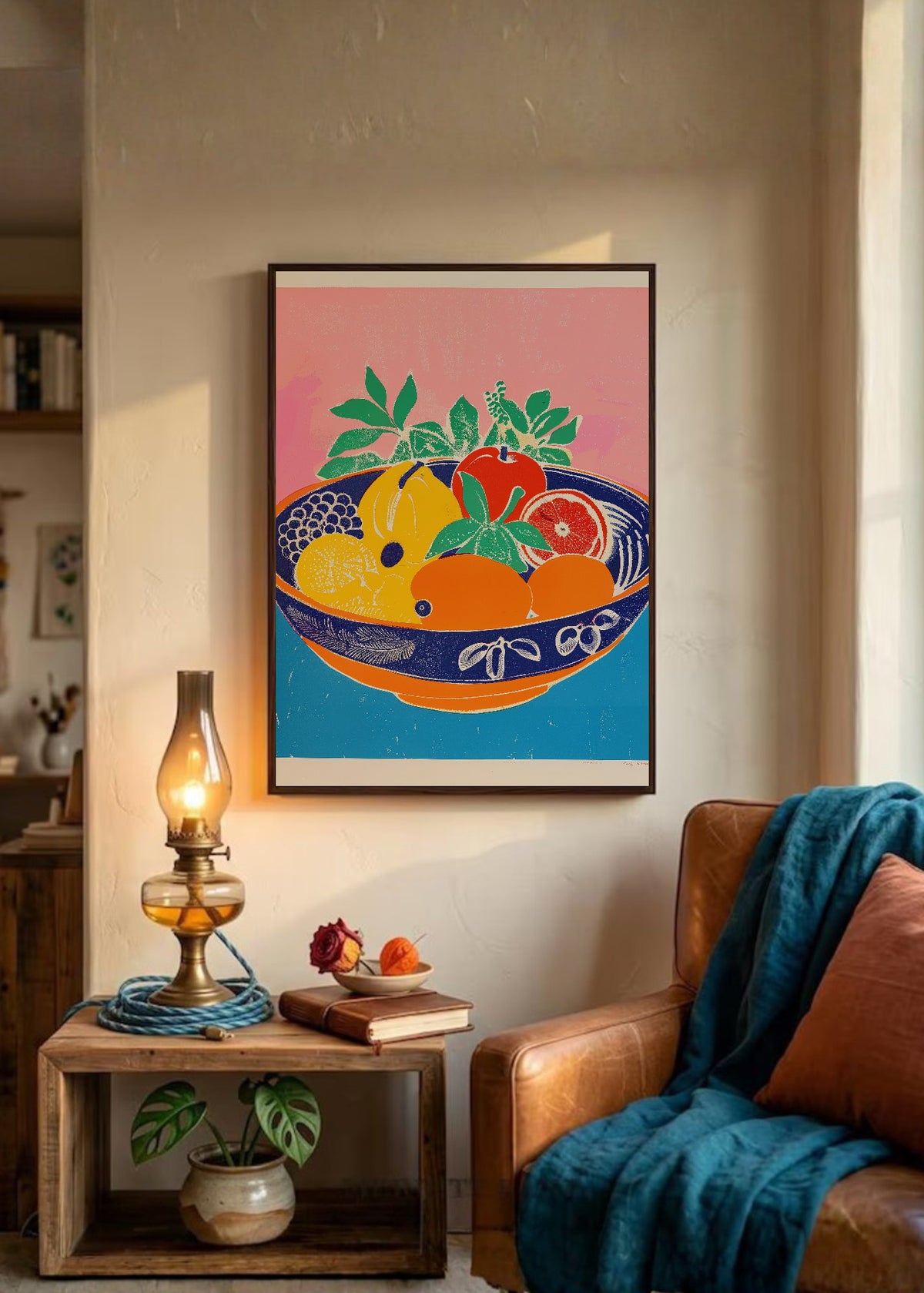 Cuadro Decorativo Trendy, Bol Frutas Azul Rosa