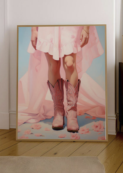Cuadro Decorativo Trendy, Botas Texanas Vestido Rosa