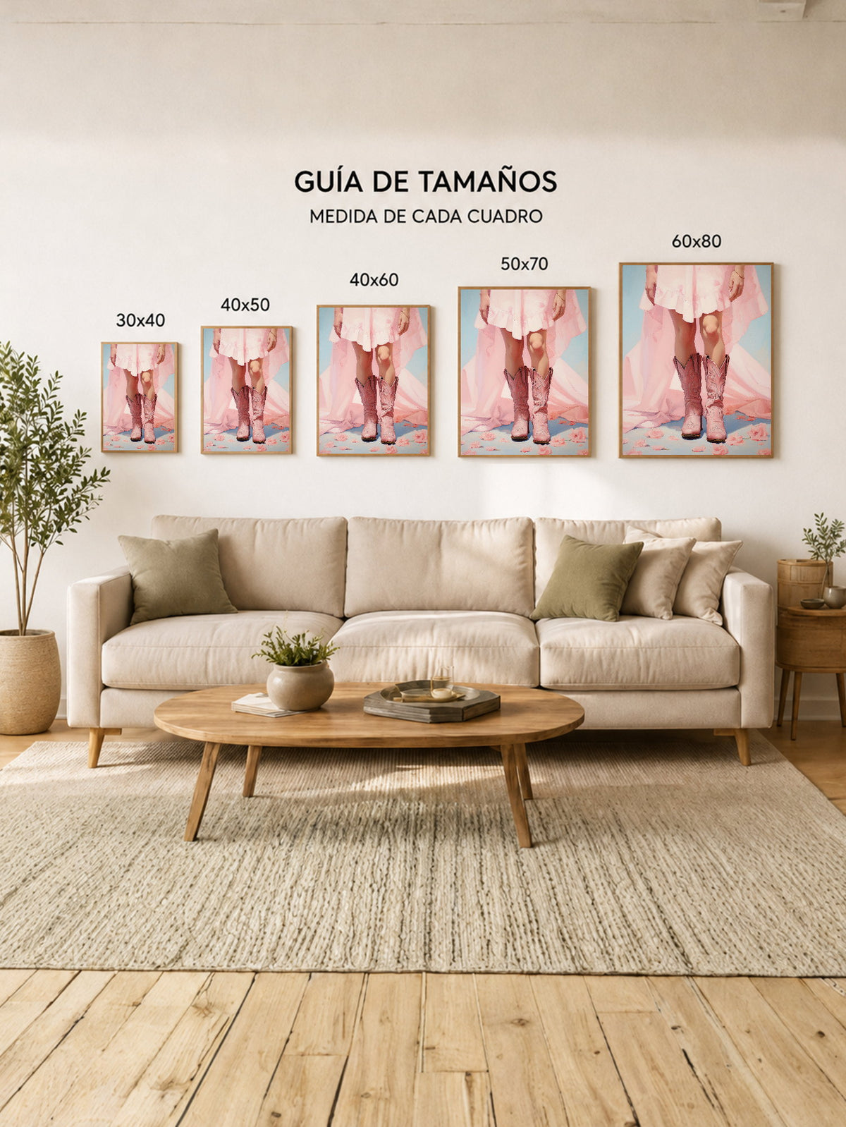 Cuadro Decorativo Trendy, Botas Texanas Vestido Rosa