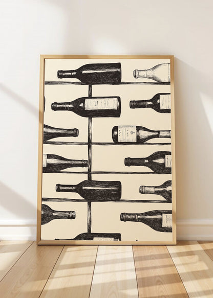 Cuadro Decorativo Trendy, Botellas Vino Blanco Negro