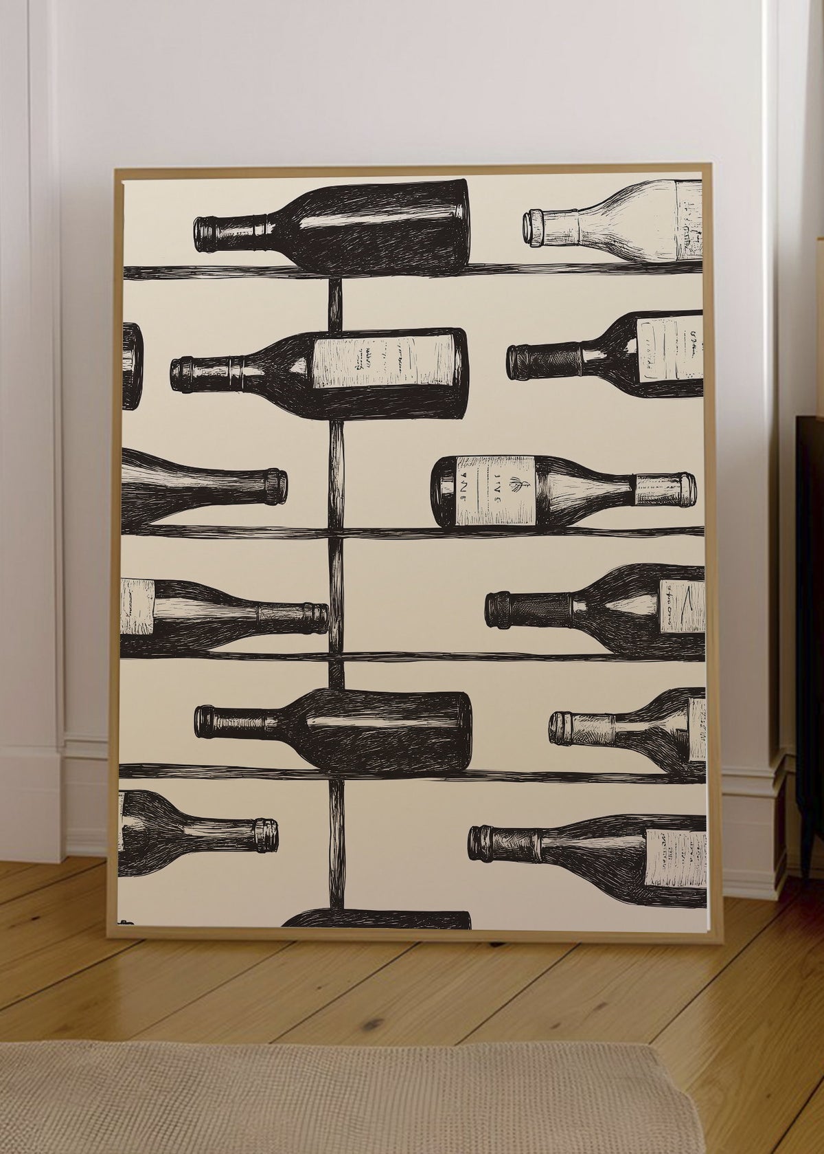 Cuadro Decorativo Trendy, Botellas Vino Blanco Negro