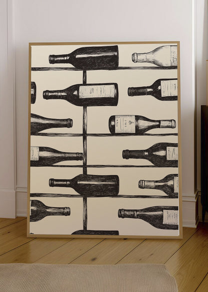 Cuadro Decorativo Trendy, Botellas Vino Blanco Negro