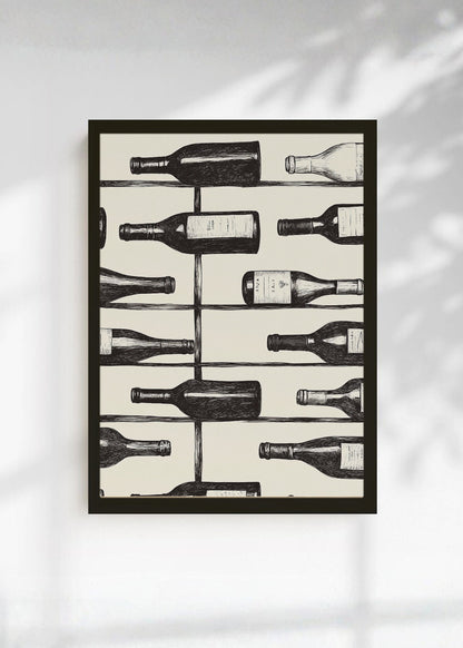 Cuadro Decorativo Trendy, Botellas Vino Blanco Negro