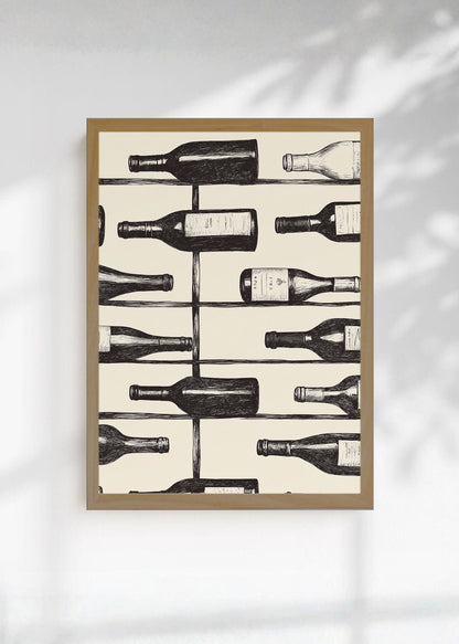 Cuadro Decorativo Trendy, Botellas Vino Blanco Negro