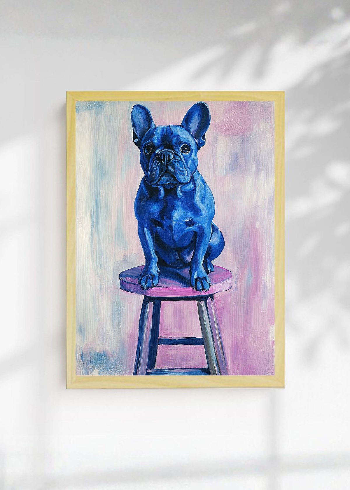 Cuadro Decorativo Trendy, Bulldog Azul Banqueta