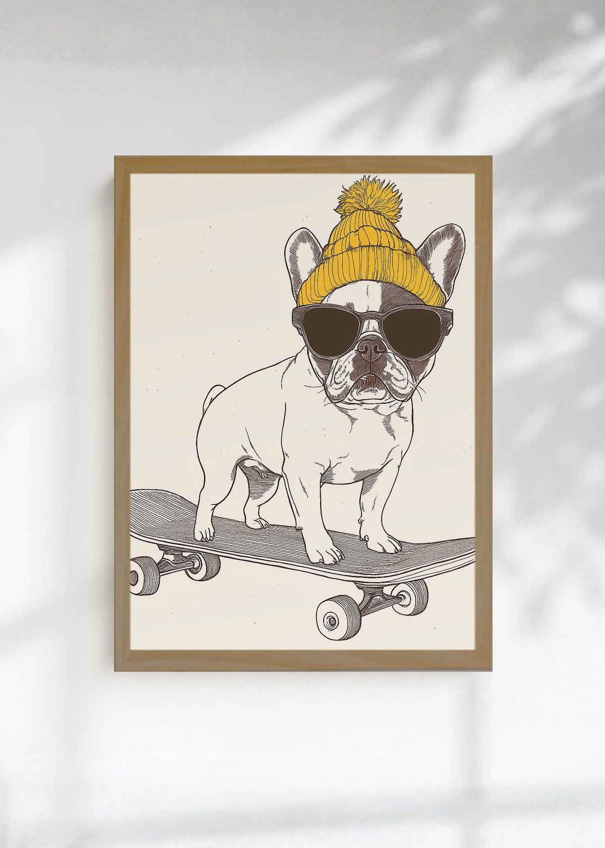 Cuadro Decorativo Trendy, Bulldog Skate Gorro Mostaza