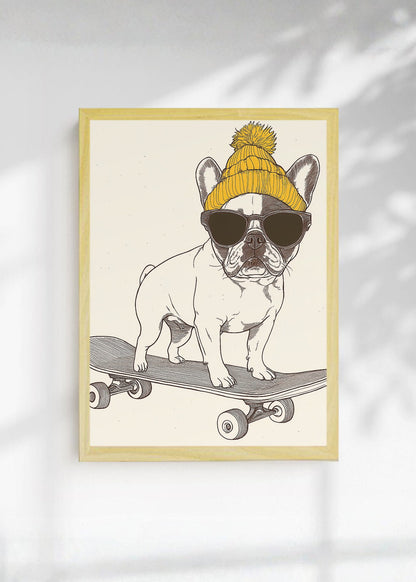 Cuadro Decorativo Trendy, Bulldog Skate Gorro Mostaza