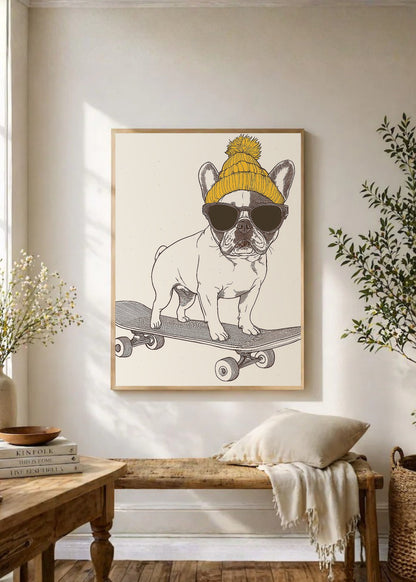 Cuadro Decorativo Trendy, Bulldog Skate Gorro Mostaza