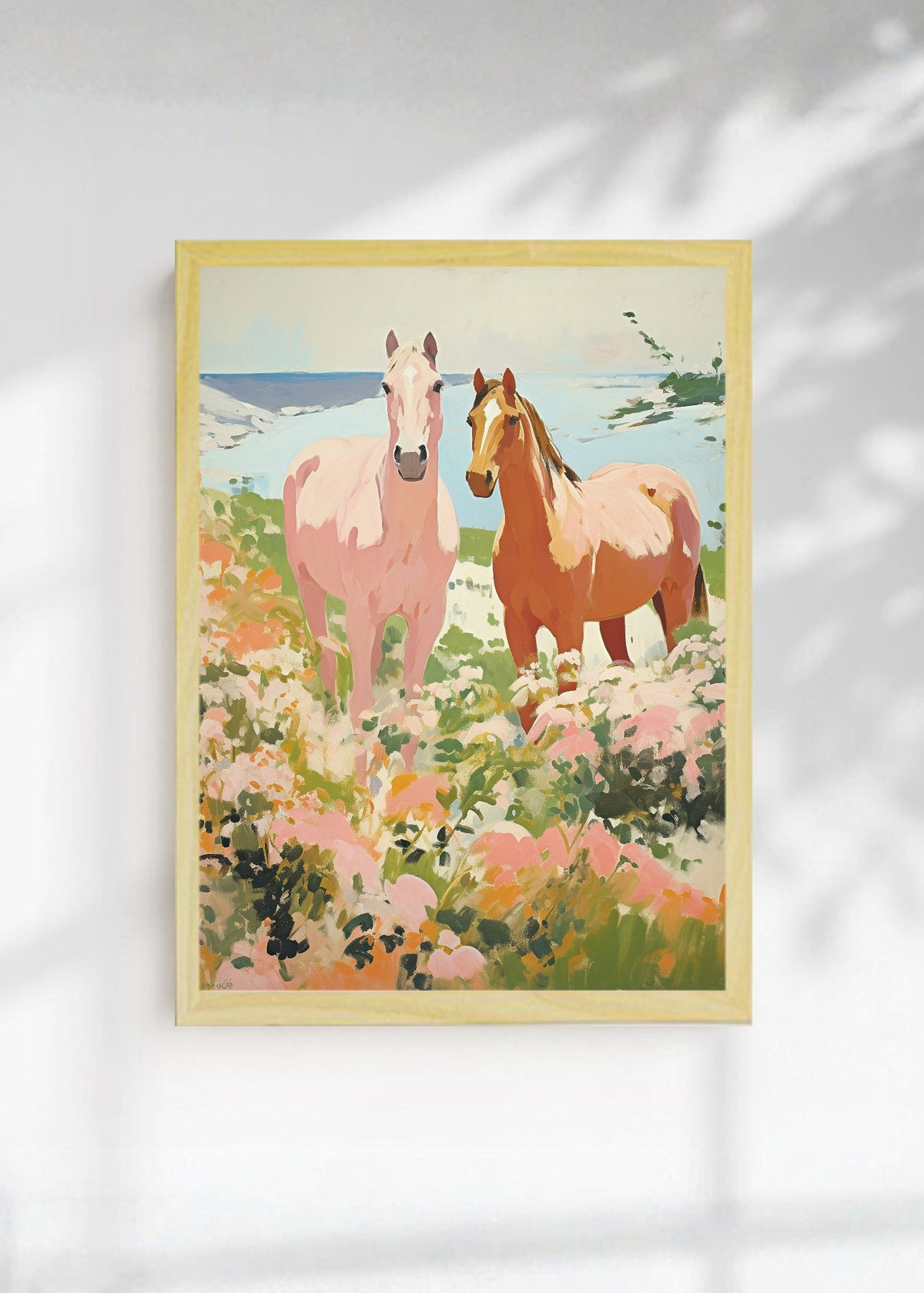 Cuadro Decorativo Trendy, Caballos Campo Flores Rosa