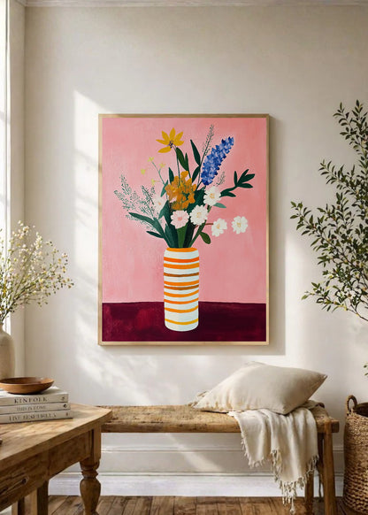 Cuadro Decorativo Trendy, Cactus Flores Rojas Beige