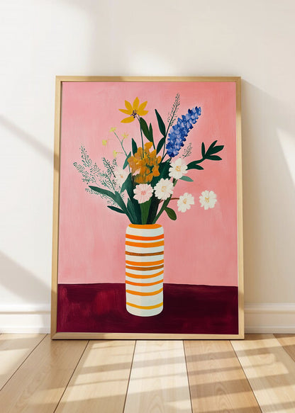 Cuadro Decorativo Trendy, Cactus Flores Rojas Beige