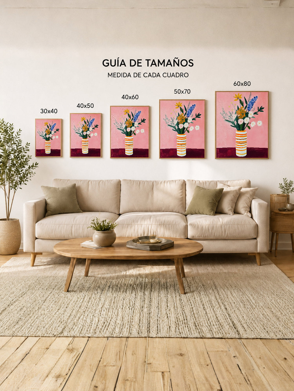 Cuadro Decorativo Trendy, Cactus Flores Rojas Beige